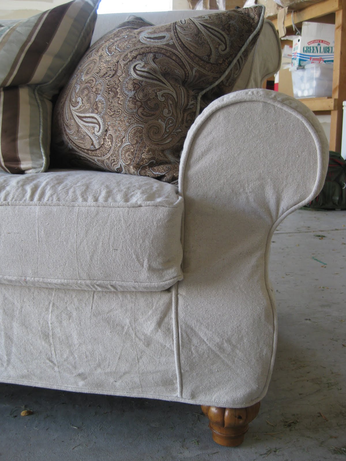 Custom Slipcovers by Shelley Dropcloth couch and chair