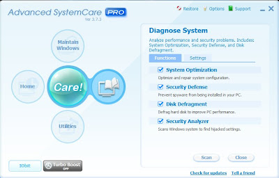 Advanced system care menu 2