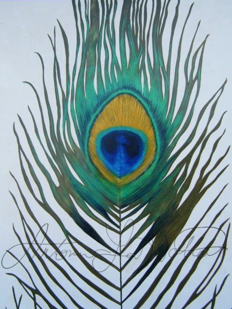 Waterfall painting oil 19th landscape motley david antiques antique LaMotta Art Oil: Peacock Feather