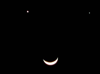 Pictures of Moon, Venus and Jupiter Conjunction