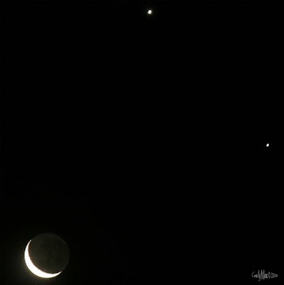Pictures of Moon, Venus and Jupiter Conjunction