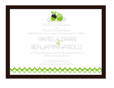 Chocolate Brown Apple Green Wedding Invitations
