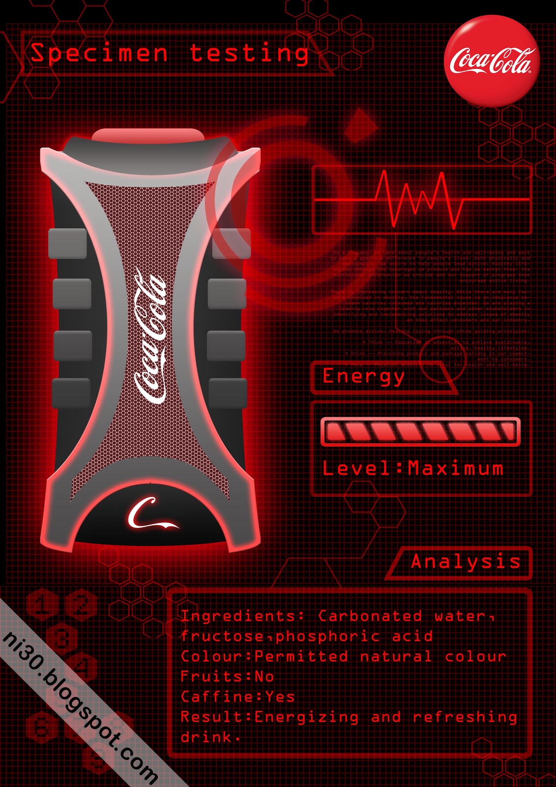 Coca Cola specimen testing digital interface 'ni30 designs' Niteesh