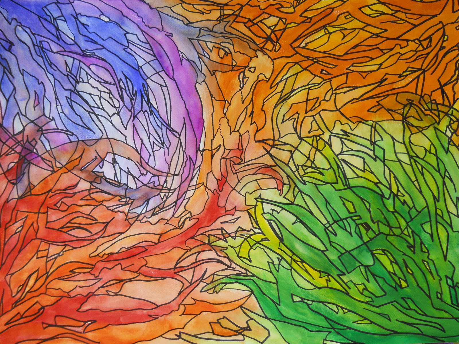 CREATIVE EXPRESSIONS Art I Abstract Tempera Wash Paintings and Art II