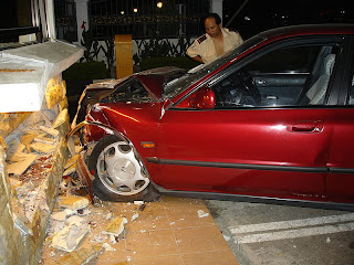 The driver of this car was under the influence of alcohol and drove into a small guard house in Malaysia