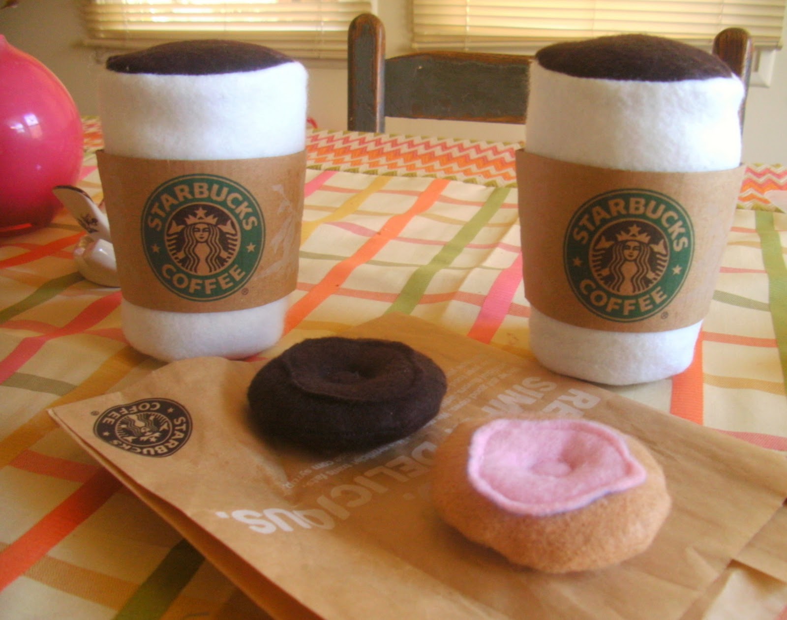Sew Homegrown Coffee for two {year olds} Starbucks Felt Playset