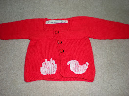 Red Cardigan with White Bunny and Duck