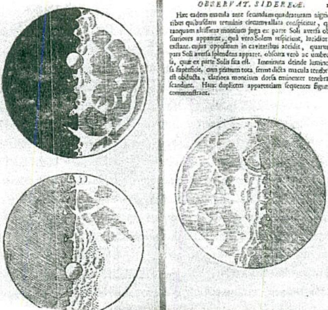 Sketches of the Moon tracked by Galileo
