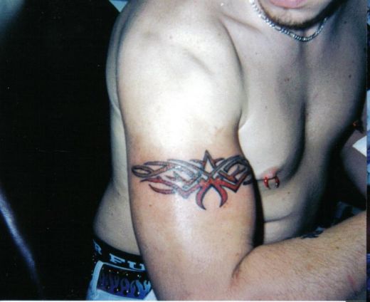 Bicep Tribal Armband Tattoo Design for Men. Cross Tattoo Design on Male Arm