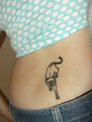 Lower Back Tattoo for Girls - cat Tattoo
