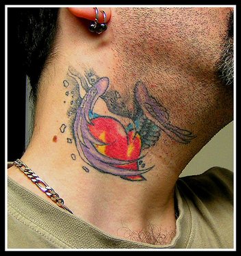 Heart with Wings Tattoo Design on Guys Neck Heart with Wings Tattoo Design on Guys Neck