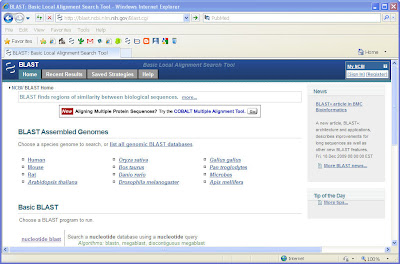 On the blast web page,