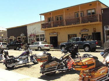 Motorcycles instead of horses are in vogue in this 'Old West' town...