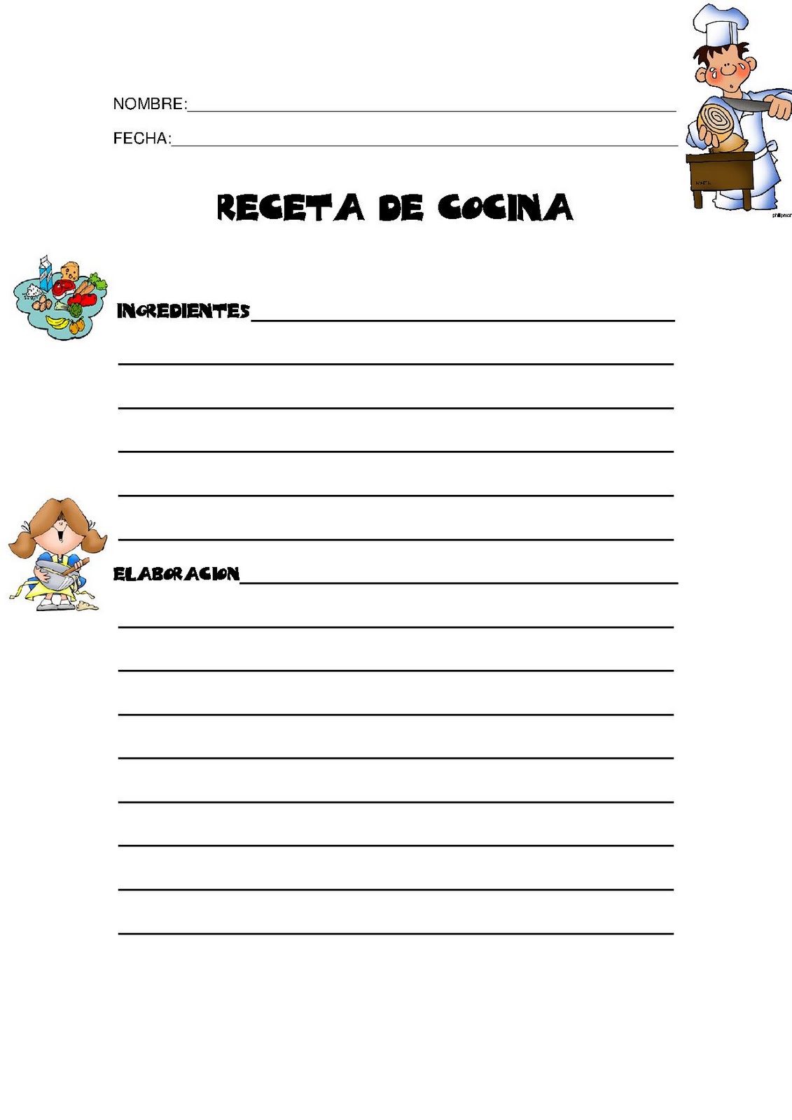 formato de recetario de cocina