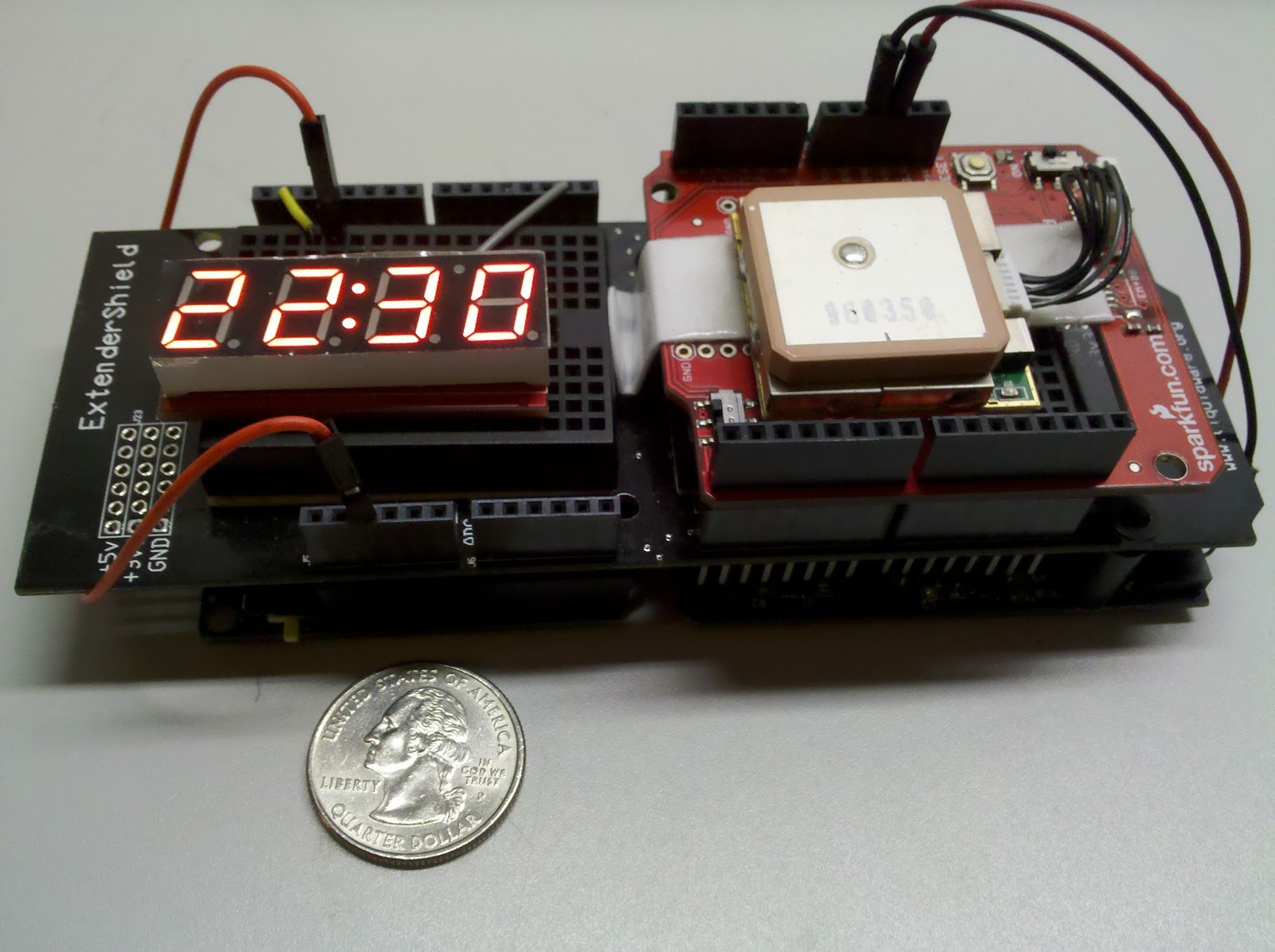 This clock reads the NMEA message from the GPS and sends it over to the  7-segment serial display.