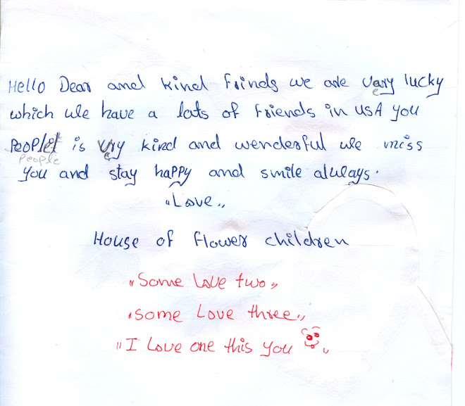 Thank you cards From the children at House of Flowers orphanage