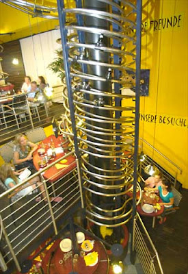Fully automated restaurant Metal rails can be seen connecting to each table