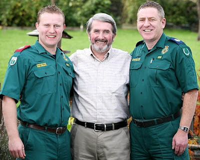 Keith Rosser and the ambulance crew Keith Rosser and the ambulance crew