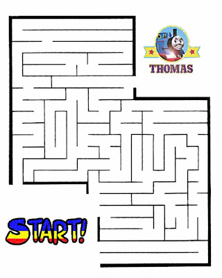 Printable Thomas tank maze labyrinth game online for kids learning fun puzzle solving activities