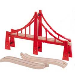 A red color brio thomas wood road bridge pic