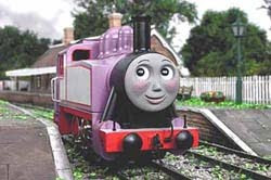 Rosie tank engine is standing outside the sunny Island of Sodor train station in Tidmouth Rosie tank engine is standing outside the sunny Island of Sodor train station in Tidmouth