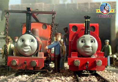 Thomas and friends Skarloey train with noble old Rheneas the tank engine in the railway sidings