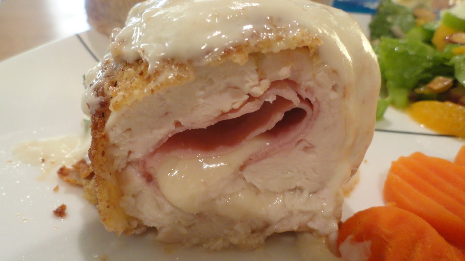 The OnCall Cook Chicken Cordon Bleu with Dijon Basil Cream Sauce