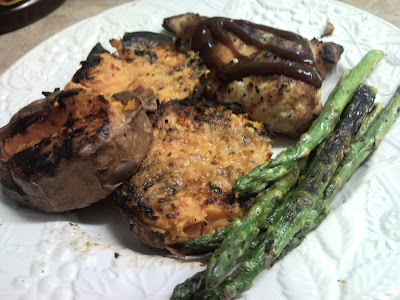 chicken and grilled yams