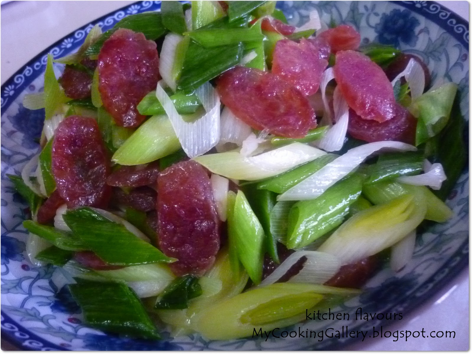 kitchen flavours StirFry Chinese Leeks with Chinese Sausages