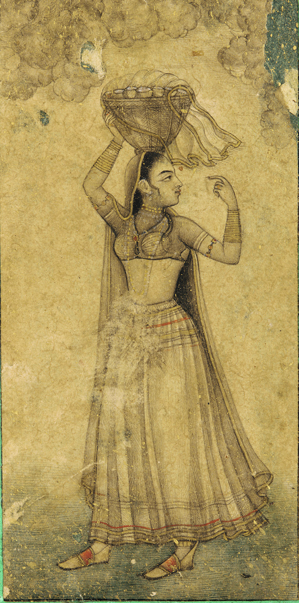 A Woman Carrying A Basket On Her Head Early 18th Century Mughal