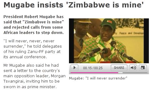 Mugabe: Zimbabwe is mine
