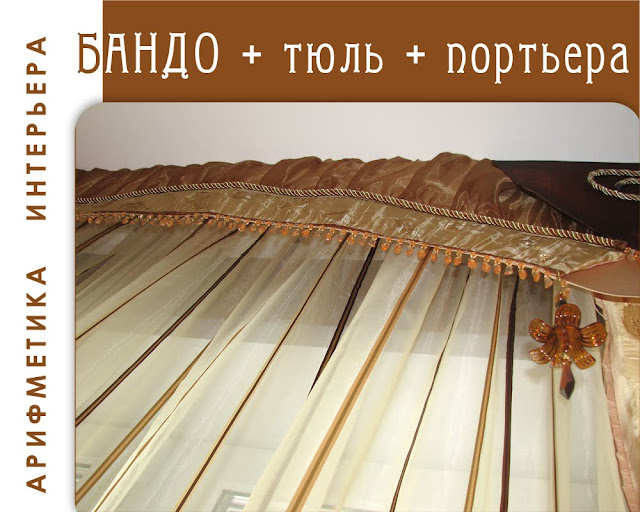 бандо, дизайн интерьера, шторы для спальни