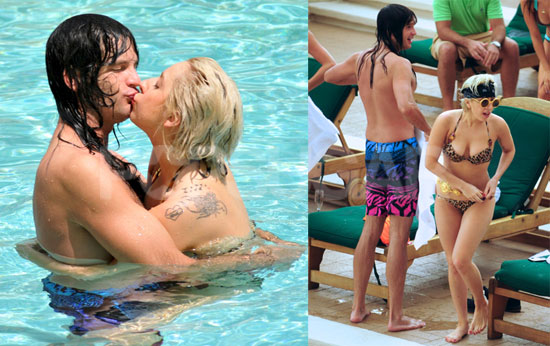 Passionate: Lady GaGa kisses a man who bears a striking resemblance to her