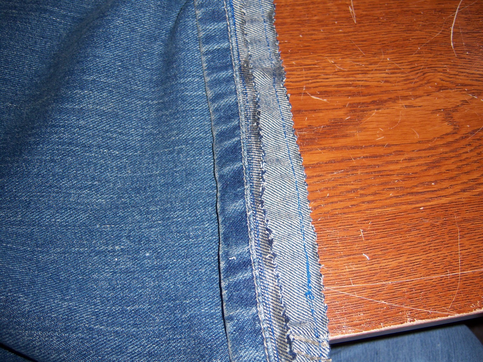I should be sewing Easy way to hem blue jeans, pants or shorts.