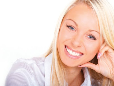 An attractive and bright smile big teeth smile. An attractive and bright smile