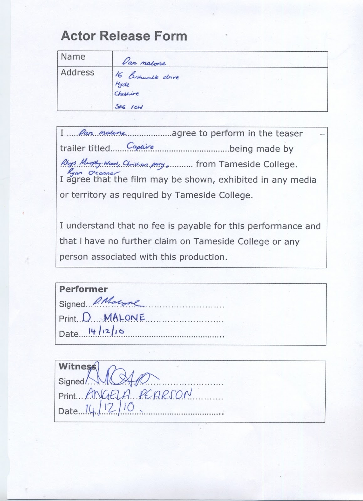 christian perry media blog planning research actor release forms actor release form