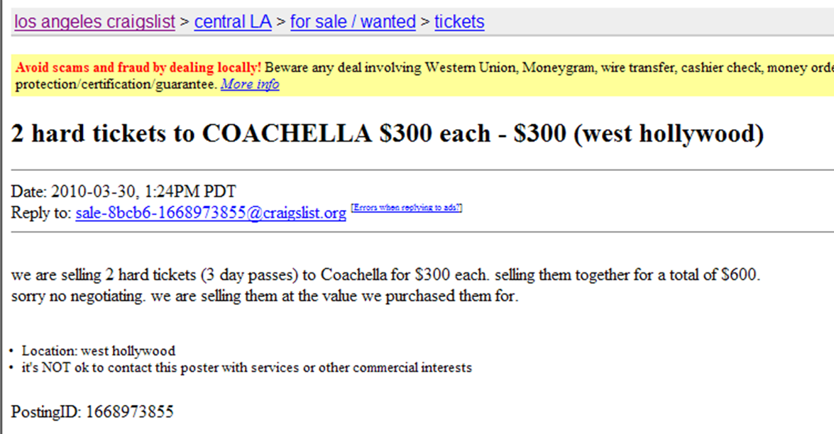 make money selling coachella tickets