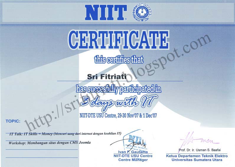 Niit Certificate Format