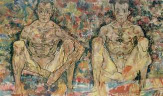 Two Squatting Men Double Self Portrait-Schiele