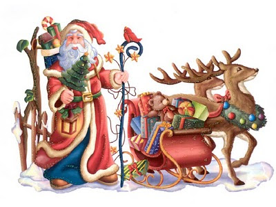 Djed Mraz sa jelenima nosi poklone za Božić