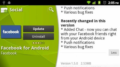 Download Facebook za Android v1.5 update Download Facebook za Android v1.5 update