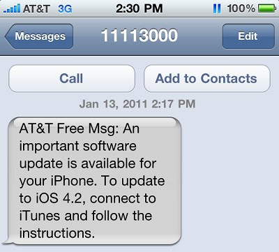 AT&T šalje poruku korisnicima iPhone o Software Update - to je varka AT&T šalje poruku korisnicima iPhone o Software Update - to je varka