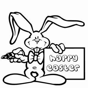 Mini Easter coloring page - Easter drawing bunny showing Happy Easter 2009 card hot wallpaper