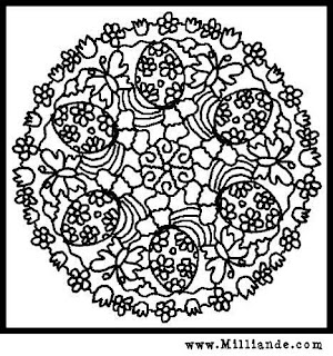 Free printable mandala coloring pages for kids with Designed eggs and butterflies hot picture