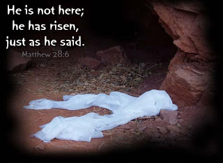 He is not here, he has risen, just as he said Matthew 28:6 bible verse with an empty tomb and white cloth about Jesus Christ wake up on Easter day hq(hd) wallpaper