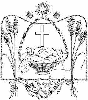 Easter bread, cross, palms, and flowers decorated nicely coloring picture(page) for children sexy photo