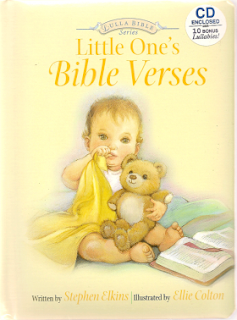 Little one's Bible verses book cover page with small kid holding teddy in hand cartoon written by Stephen Elkins and illustrated by Ellie Colton hd(hq) wallpaper
