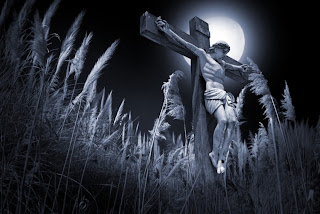 Jesus Christ with blood on cross art image