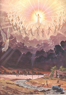 Jesus Christ coming to the Earth from the Heaven through sun of clouds pic