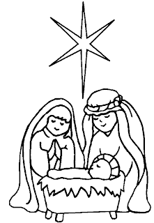 Angels looking and caring to the child Jesus coloring page for kids